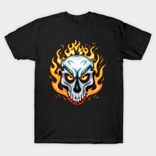 Cool Flaming Skull T-Shirt